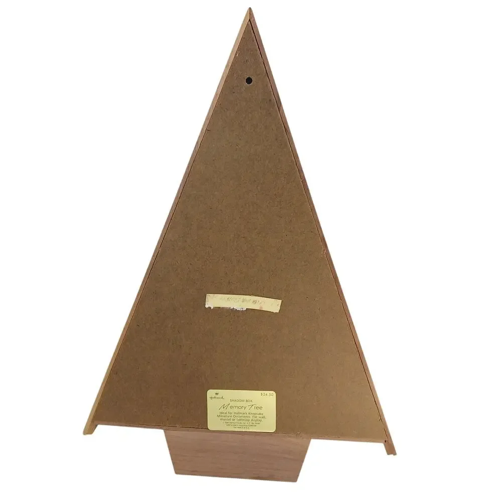 VTG 1988 Hallmark Wooden Shadow Box Christmas Tree Display with Mini Ornaments